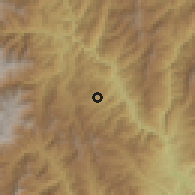 Shaded relief of the 60 km around San Ignacio, drawn from the GMTED2010 grid