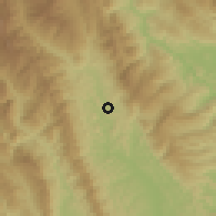 Shaded relief of the 60 km around San José de Sisa, drawn from the GMTED2010 grid