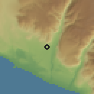 Shaded relief of the 59 km around Bella Union, drawn from the GMTED2010 grid