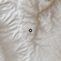 Shaded relief of the 60 km around San Marcos, drawn from the GMTED2010 grid