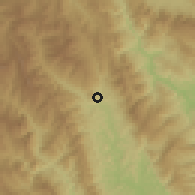 Shaded relief of the 60 km around San Martin, drawn from the GMTED2010 grid