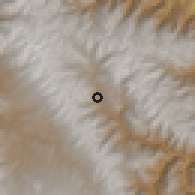 Shaded relief of the 60 km around San Miguel, drawn from the GMTED2010 grid