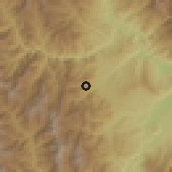 Shaded relief of the 60 km around San Miguel, drawn from the GMTED2010 grid