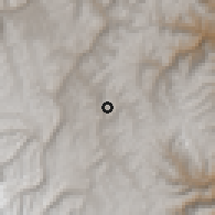 Shaded relief of the 60 km around San Miguel de Cauri, drawn from the GMTED2010 grid