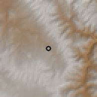 Shaded relief of the 60 km around Acocro, drawn from the GMTED2010 grid