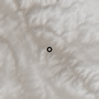 Shaded relief of the 59 km around San Pablo, drawn from the GMTED2010 grid