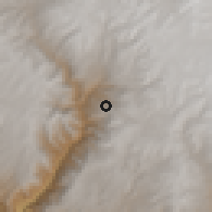 Shaded relief of the 59 km around San Pedro, drawn from the GMTED2010 grid