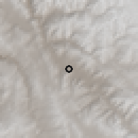 Shaded relief of the 59 km around San Pedro, drawn from the GMTED2010 grid