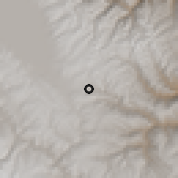 Shaded relief of the 60 km around San Pedro de Cajas, drawn from the GMTED2010 grid