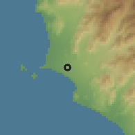 Shaded relief of the 60 km around San Rafael, drawn from the GMTED2010 grid