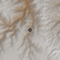 Shaded relief of the 60 km around San Rafael, drawn from the GMTED2010 grid