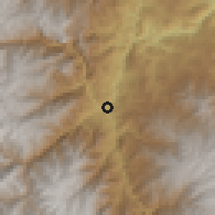 Shaded relief of the 60 km around San Ramón, drawn from the GMTED2010 grid