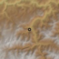 Shaded relief of the 60 km around Santa Ana, drawn from the GMTED2010 grid