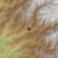 Shaded relief of the 60 km around Santa Eulalia, drawn from the GMTED2010 grid
