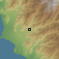 Shaded relief of the 60 km around Santa Maria, drawn from the GMTED2010 grid