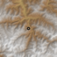 Shaded relief of the 60 km around Santa Teresa, drawn from the GMTED2010 grid