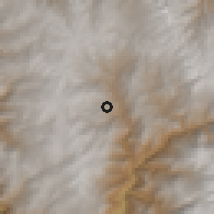 Shaded relief of the 60 km around Santiago de Chuco, drawn from the GMTED2010 grid