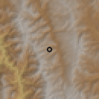 Shaded relief of the 60 km around Santo Tomas, drawn from the GMTED2010 grid