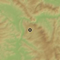 Shaded relief of the 60 km around Sauce, drawn from the GMTED2010 grid