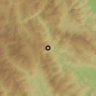 Shaded relief of the 60 km around Shanao, drawn from the GMTED2010 grid