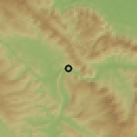 Shaded relief of the 60 km around Shapaja, drawn from the GMTED2010 grid
