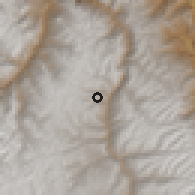 Shaded relief of the 60 km around Singa, drawn from the GMTED2010 grid