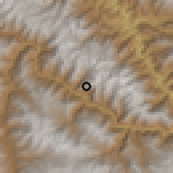 Shaded relief of the 60 km around Socos, drawn from the GMTED2010 grid