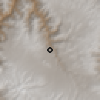 Shaded relief of the 59 km around Soras, drawn from the GMTED2010 grid