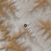 Shaded relief of the 60 km around Buldibuyo, drawn from the GMTED2010 grid