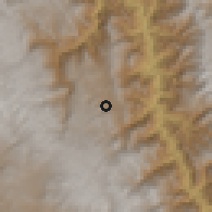 Shaded relief of the 60 km around Sucre, drawn from the GMTED2010 grid