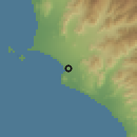 Shaded relief of the 60 km around Surco, drawn from the GMTED2010 grid