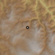 Shaded relief of the 60 km around Tacabamba, drawn from the GMTED2010 grid