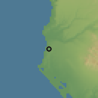 Shaded relief of the 60 km around Talara, drawn from the GMTED2010 grid