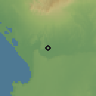 Shaded relief of the 60 km around Tamarindo, drawn from the GMTED2010 grid