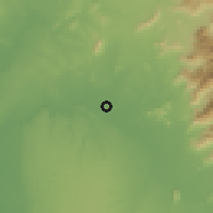 Shaded relief of the 60 km around Tambo Grande, drawn from the GMTED2010 grid