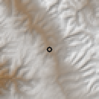 Shaded relief of the 60 km around Tarica, drawn from the GMTED2010 grid