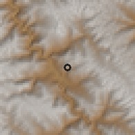 Shaded relief of the 60 km around Taurija, drawn from the GMTED2010 grid