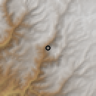 Shaded relief of the 60 km around Ticrapo, drawn from the GMTED2010 grid