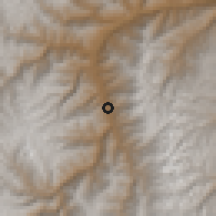 Shaded relief of the 60 km around Tomay Kichwa, drawn from the GMTED2010 grid