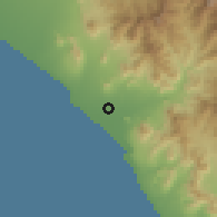 Shaded relief of the 60 km around Trujillo, drawn from the GMTED2010 grid