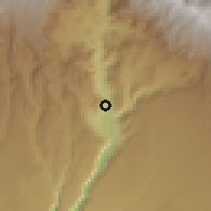 Shaded relief of the 59 km around Uraca, drawn from the GMTED2010 grid