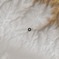 Shaded relief of the 59 km around Usicayos, drawn from the GMTED2010 grid