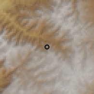 Shaded relief of the 60 km around Usquil, drawn from the GMTED2010 grid