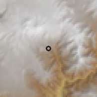 Shaded relief of the 59 km around Viraco, drawn from the GMTED2010 grid