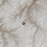 Shaded relief of the 59 km around Virundo, drawn from the GMTED2010 grid