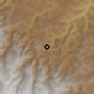 Shaded relief of the 59 km around Yanahuaya, drawn from the GMTED2010 grid