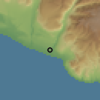 Shaded relief of the 59 km around Yauca, drawn from the GMTED2010 grid