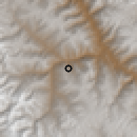 Shaded relief of the 60 km around Yauya, drawn from the GMTED2010 grid