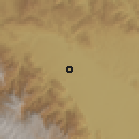Shaded relief of the 60 km around Yorongos, drawn from the GMTED2010 grid
