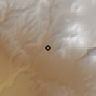 Shaded relief of the 59 km around Yura, drawn from the GMTED2010 grid